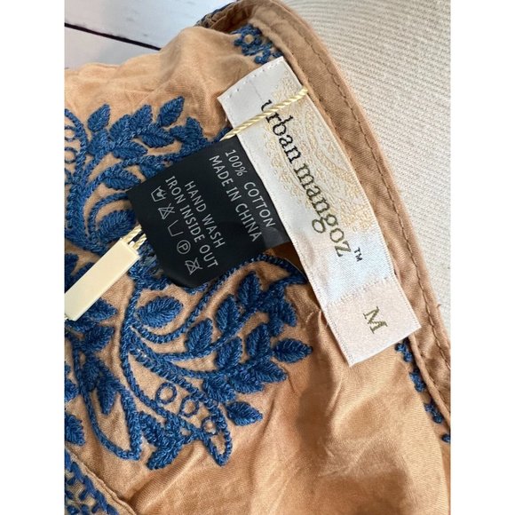 NWT Urban Mangoz‎ Dress Medium Bohemian Boho Hippie Beige Embroidered Sheer - Picture 4 of 9